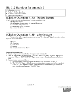 Bio 112 Handout for Animals 3 iClicker Question #18A