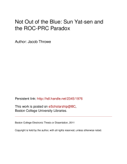 Not Out of the Blue: Sun Yat-sen and the ROC