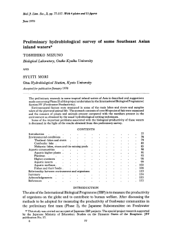 Preliminary hydrobiological survey of some Southeast Asian inland