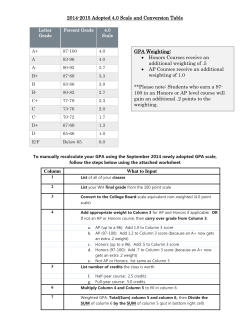 2014-2015 Adopted 4.0 Scale and Conversion Table GPA