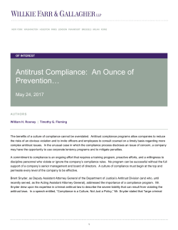 Antitrust Compliance: An Ounce of Prevention&hellip;