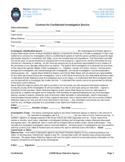 Neyer Detective Agency Contract for Confidential Investigative Service