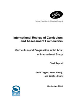 Curriculum and progression in the Arts