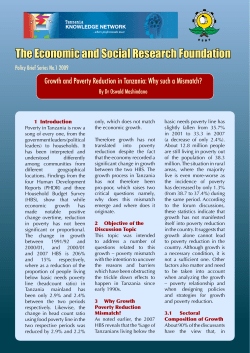 Growth and Poverty Reduction in Tanzania