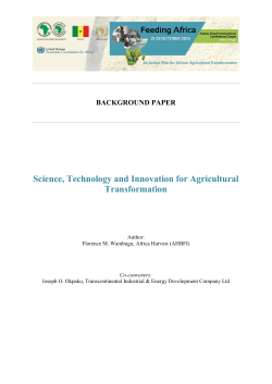 Science, Technology and Innovation for Agricultural Transformation