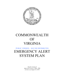 commonwealth of virginia emergency alert system plan