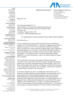 March 28, 2017 The Honorable Michelle K. Lee Under Secretary of