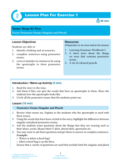 Lesson Plan For Exercise 1 - Singapore Asia Publishers
