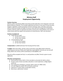 Jobs-Ministry Staff - Lake Beauty Bible Camp