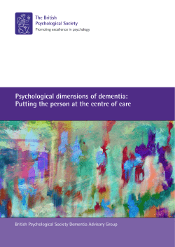 Psychological dimensions of dementia