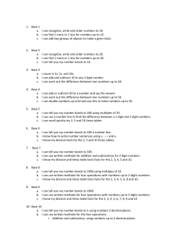 1. Base 1 a. I can recognise, write and order numbers to 10. b. I can