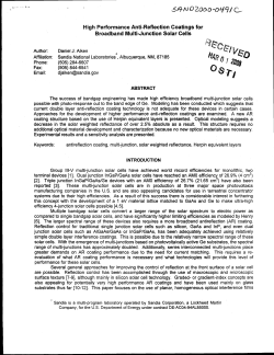 High Performance Anti-Reflection Coatings