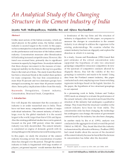 An Analytical Study of the Changing Structure in the Cement