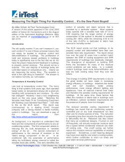 Measuring The Right Thing For Humidity Control… It`s the Dew Point