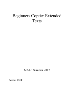 Beginners Coptic: Extended Texts