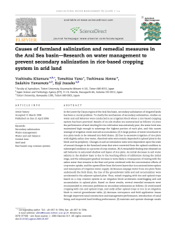 Causes of farmland salinization and remedial measures in the Aral