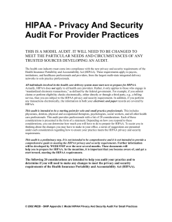 HIPAA - Privacy And Security Audit For Provider Practices