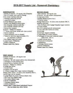 2016-2017 Supply List - Roosevelt Elementary