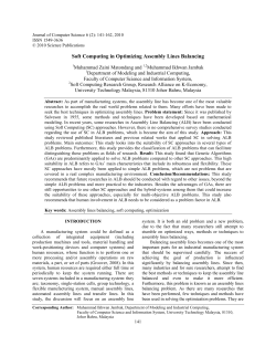 Soft Computing in Optimizing Assembly Lines Balancing