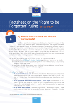 Factsheet on the &ldquo;Right to be Forgotten&rdquo; ruling (C