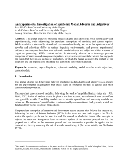 An Experimental Investigation of Epistemic Modal Adverbs and