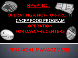 Not-for-Profit Food Program Operation Power Point Training Tool