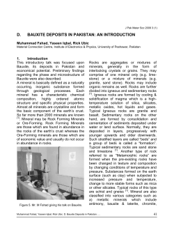 D. BAUXITE DEPOSITS IN PAKISTAN: AN INTRODUCTION