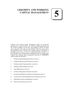 liquidity and working capital management