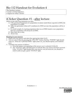 Bio 112 Handout for Evolution 4 iClicker Question #1