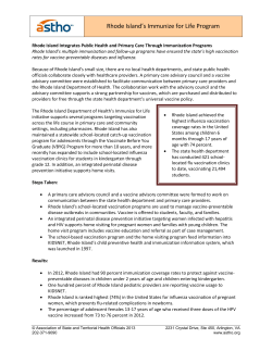 Rhode Island`s Immunize for Life Program