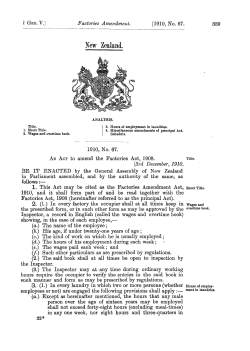 1 Geo V 1910 No 67 Factories Amendment