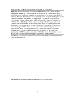 Electoral Formulas and Constraints on Corruption: Variation within