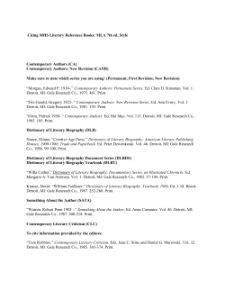 Citing MHS Literary Reference Books: MLA 7th ed. Style