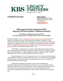 KBS Legacy Partners Apartment REIT Acquires 255