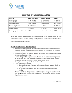 QUICK &ldquo;RULE OF THUMB&rdquo; FOR INSULIN ACTION INSULIN