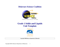Grade 1 Solids and Liquids Unit Template