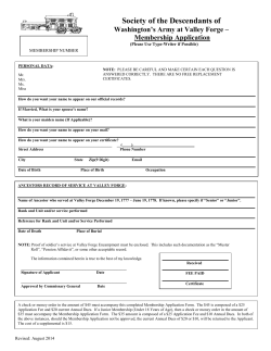 Society of the Descendants of Washington`s Army at Valley Forge