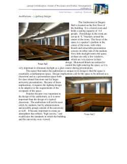 Lighting Design Lighting Design Lighting Design The Auditorium in