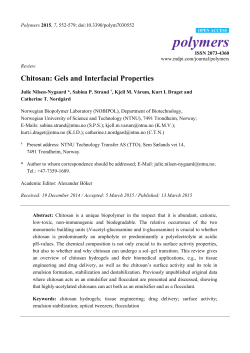 Chitosan: Gels and Interfacial Properties
