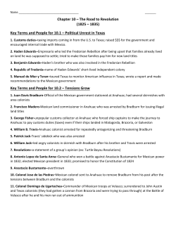 Chapter 10 &ndash; The Road to Revolution (1825 &ndash; 1835) Key Terms and