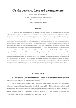 On the buoyancy force and the metacentre On the buoyancy force
