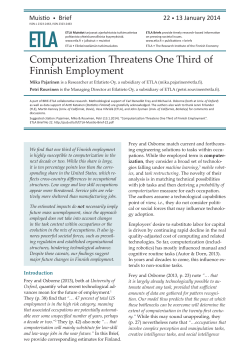 Computerization Threatens One Third of Finnish Employment