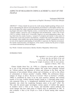 Aspects of ReAlisM in chinuA Achebe`s A MAn of the PeoPle