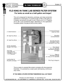 FLO KING IN-TANK LAB SERIES FILTER SYSTEM &ldquo;Tomorrow`s