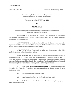 CGA Ordinance - Controller General of Accounts, Pakistan