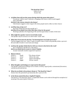 “The Road Not Taken” Robert Frost Answer Key 1. (a) What clues