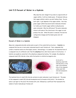 Unit 5.5 Percent of Water in a Hydrate