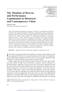 The Mandate of Heaven and Performance Legitimation