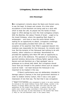 Livingstone, Zionism and the Nazis (Summer