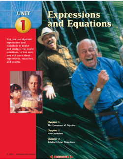 Expressions and Equations Expressions and Equations